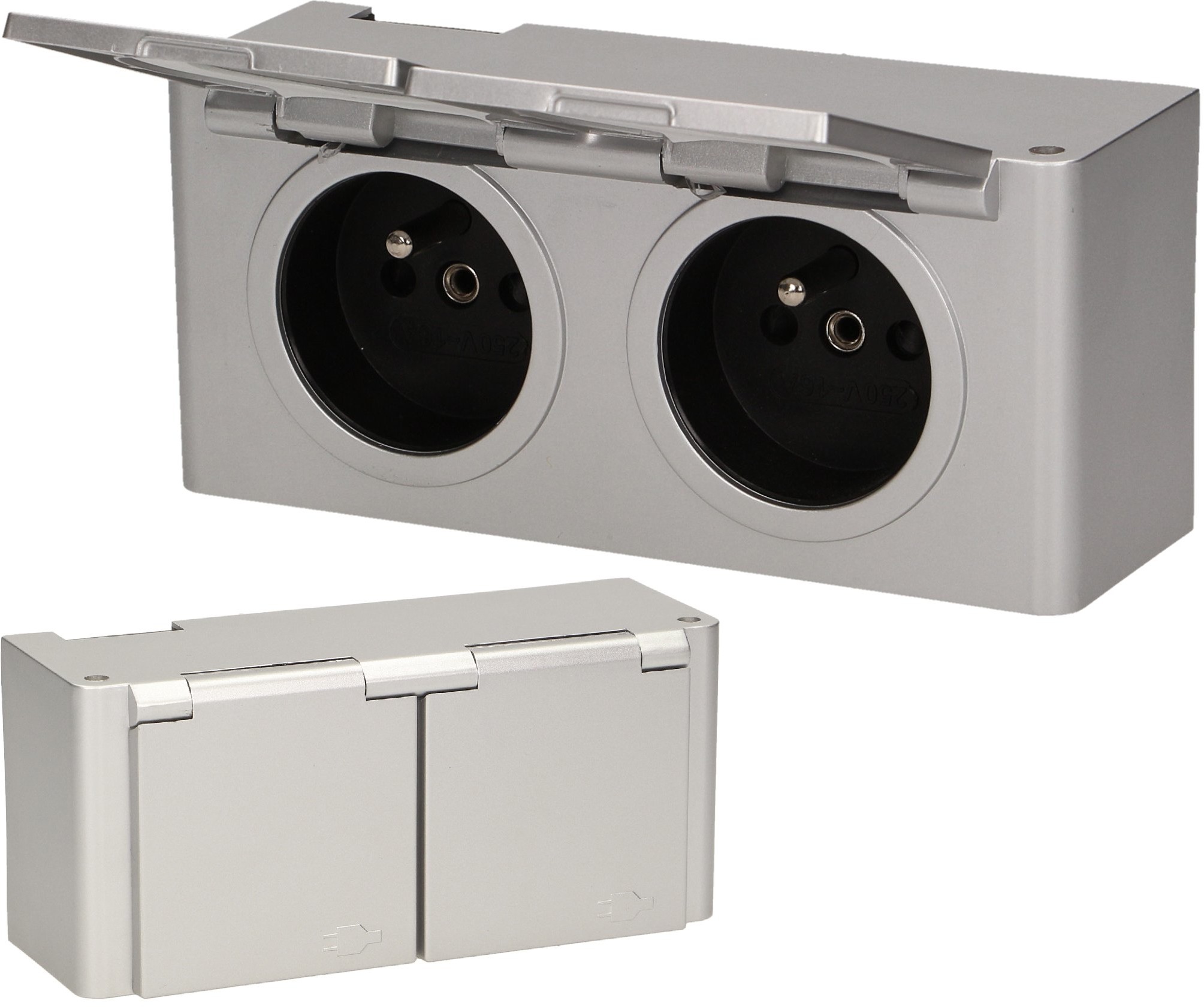 Gniazdo Meblowe 2x250V Ac IP44 OR-AE-1382 Srebrne
