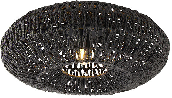 QAZQA Lampa sufitowa retro czarna 50 cm - Lina