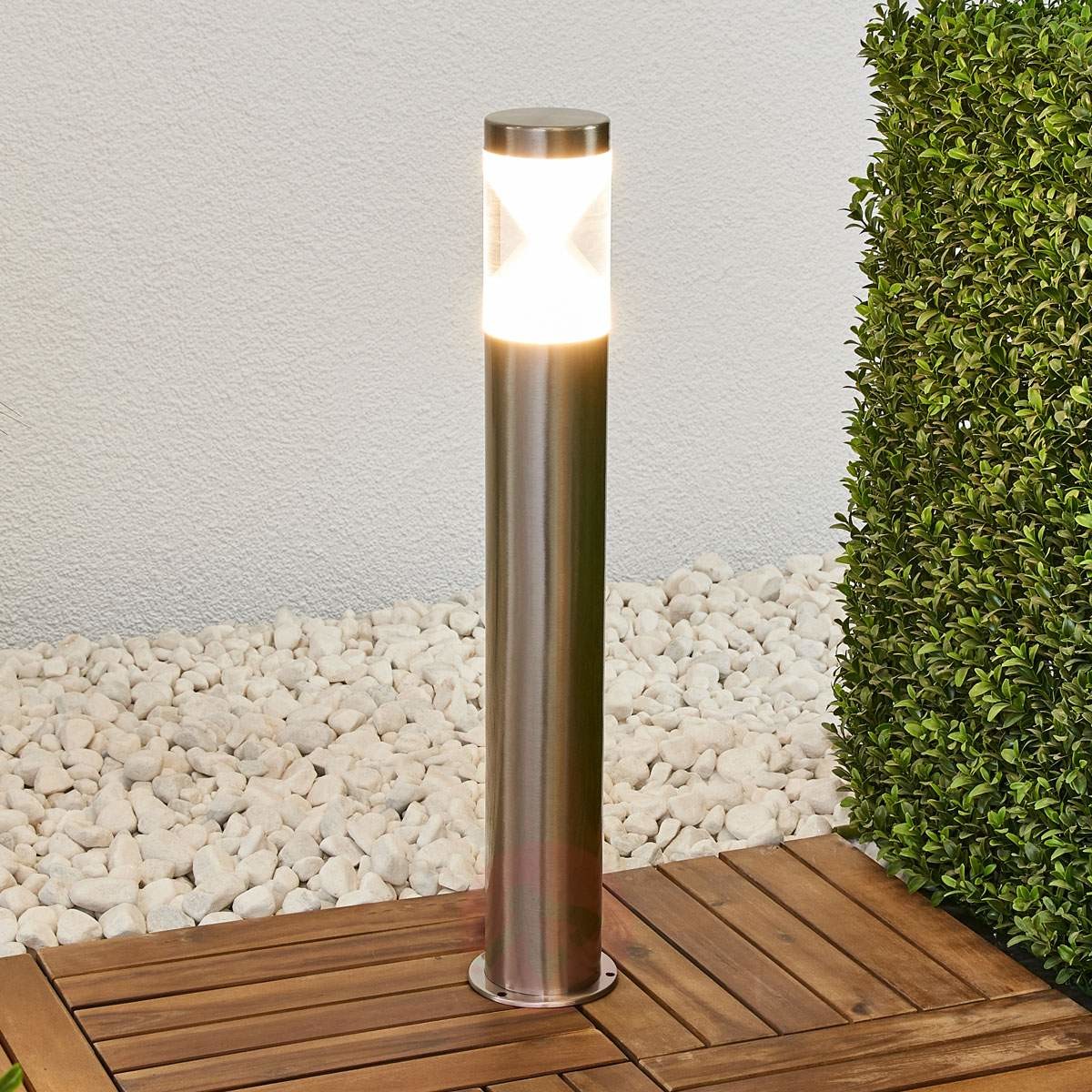 LAMPENWELT.COM Fabrizio - słupek ogrodowy LED, stal szlachetna