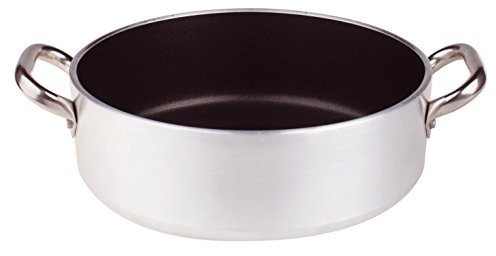 Pentole Agnelli pentole agnelli Platinum patelnia do sauté, aluminium, z 2 uchwytami ze stali nierdzewnej, srebrny, srebrny/czarny, 24 cm ALSA2106S24