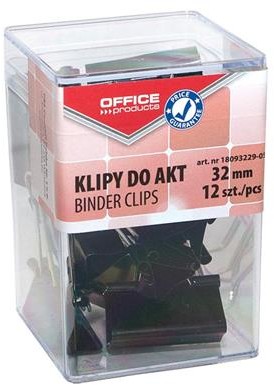 Office products OFFICE PRODUCTS Klipy do dokumentów 32mm, 12szt., w pudełku, czarne 18093229-05