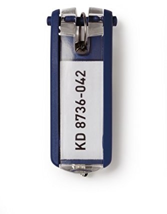 Durable 195704 brelok do kluczy z tworzywa sztucznego, 70 x 25 mm, 6 sztuk, żółty, granatowy 195707