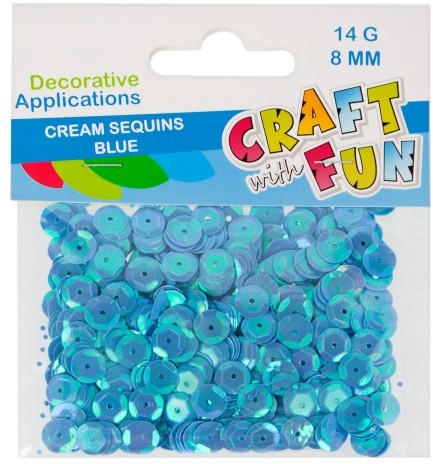 Craft with Fun Cekiny Krem Guzik 8mm niebieskie Pbh 40/400