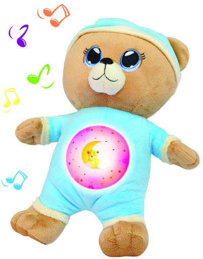Teddies Miś usypiaczek 32 cm z lampką i dźwiękami niebieski