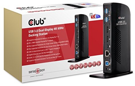 Club 3D Club 3d CSV-1460 USB 3.0 Dual wyświetlacz 4 K 60 HZ Docking Station Czarny CSV-1460