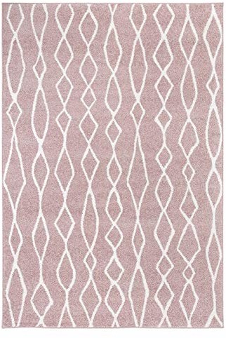 andiamo andiamo Dywan tkany Bolonia wzór nowoczesny Öko-Tex 100 dywan, polipropylen, ornament różowy, 120 x 170 cm
