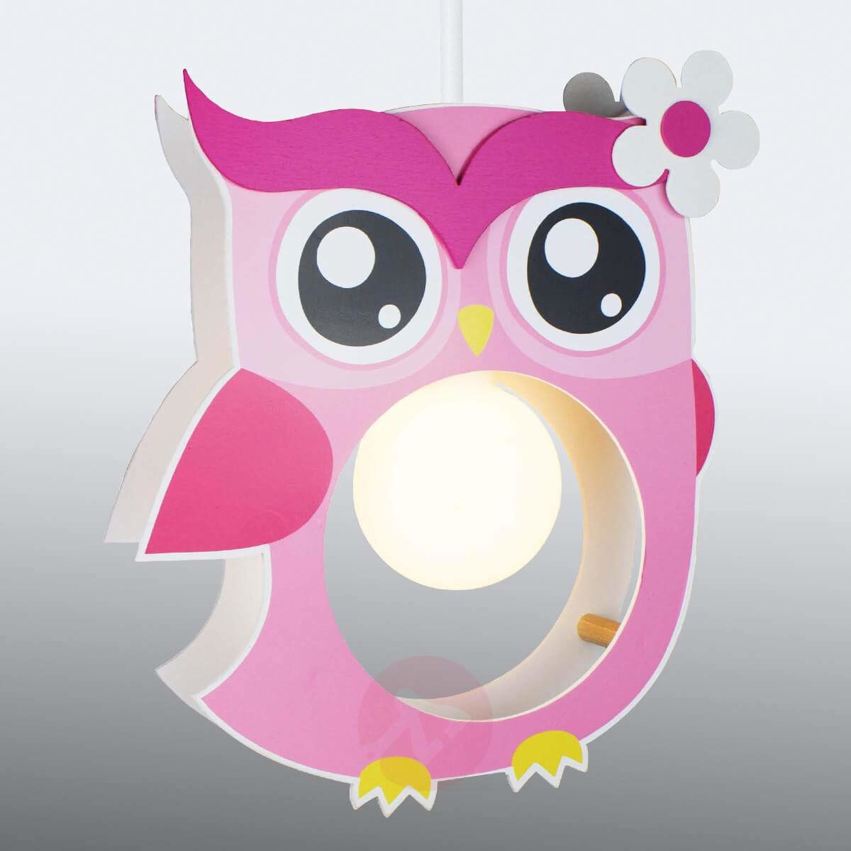 Elobra lampa sufitowa lampa wisząca z motywem sowy dla dzieci, drewno, pokój dziecięcy, różowa, a + + 130612