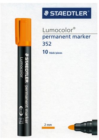 Staedtler 352  4 marker Lumocolor permanent końcówka okrągła, 2 MM, 10 sztuk, pomarańczowy 352-4
