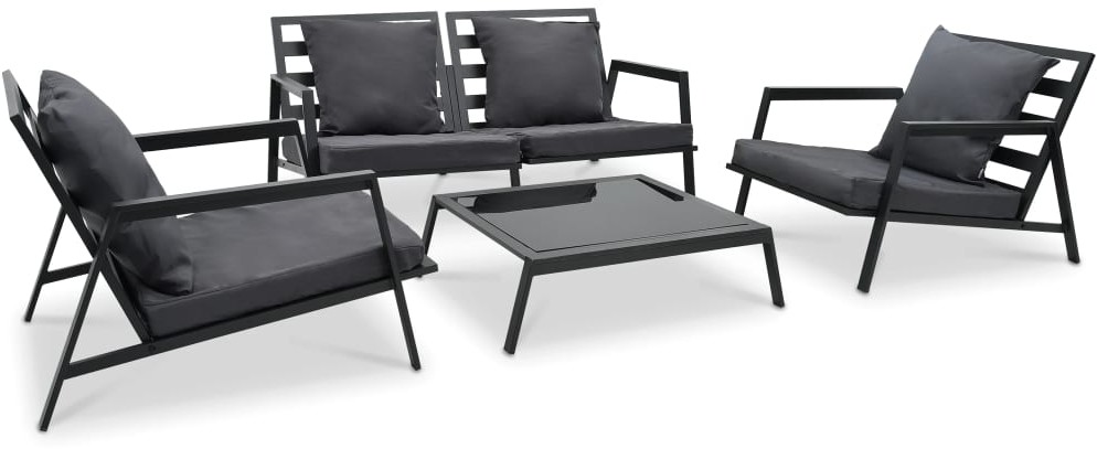 vidaXL 4-cz. zestaw mebli do ogrodu, poduszki, aluminium, ciemnoszary