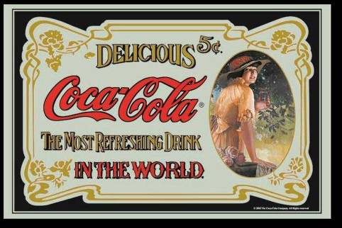 Empire empireposter  Coca Cola  Retro  rozmiar (cm), ok. 40 X 30  Maxi-, nowy  Opis lustra:  lustro ścienne z nadrukami z ramą z czarnego tworzywa sztucznego o wyglądzie drewna - 544261