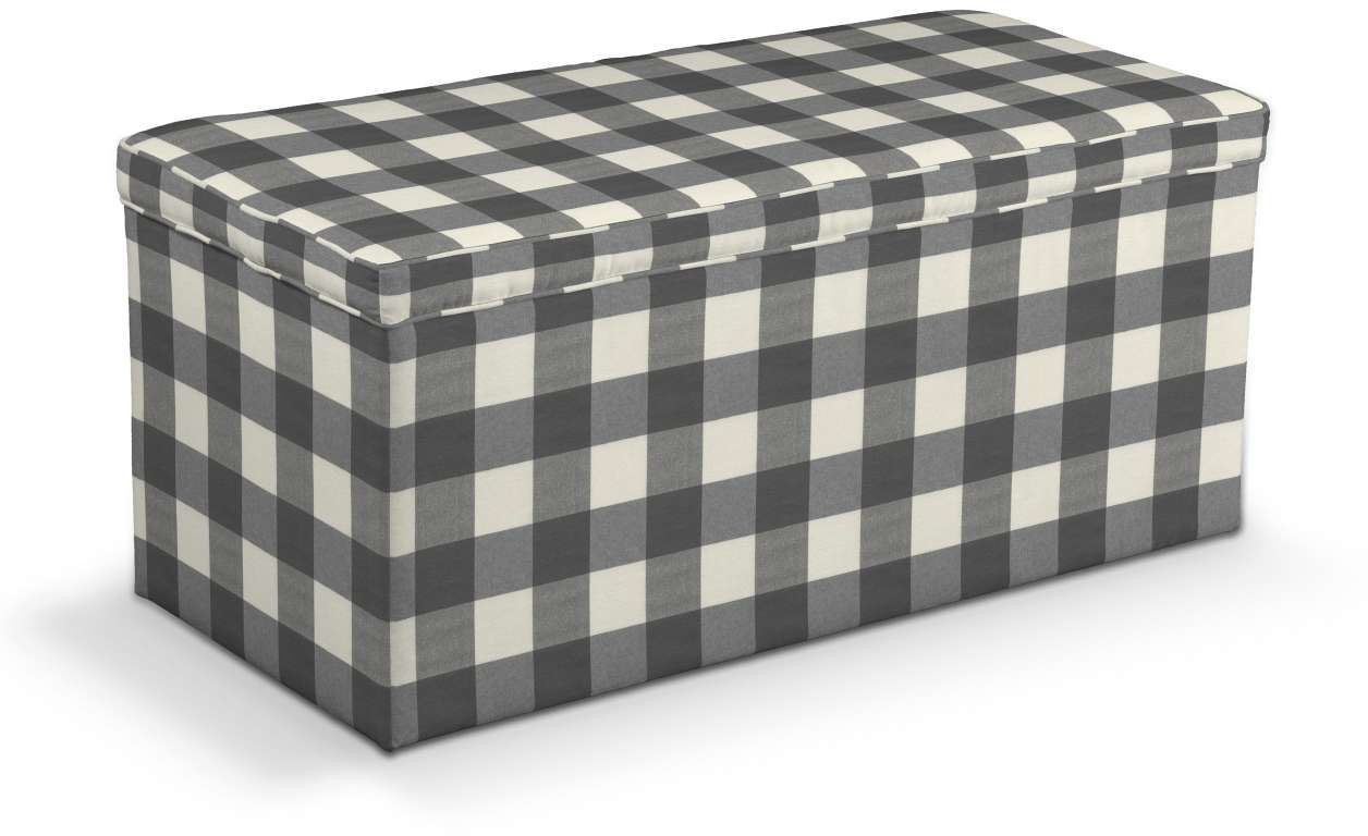 Dekoria Skrzynia tapicerowana szaro biała krata 5,5x5,5cm) 120x40x40 cm Quadro 526-136-13