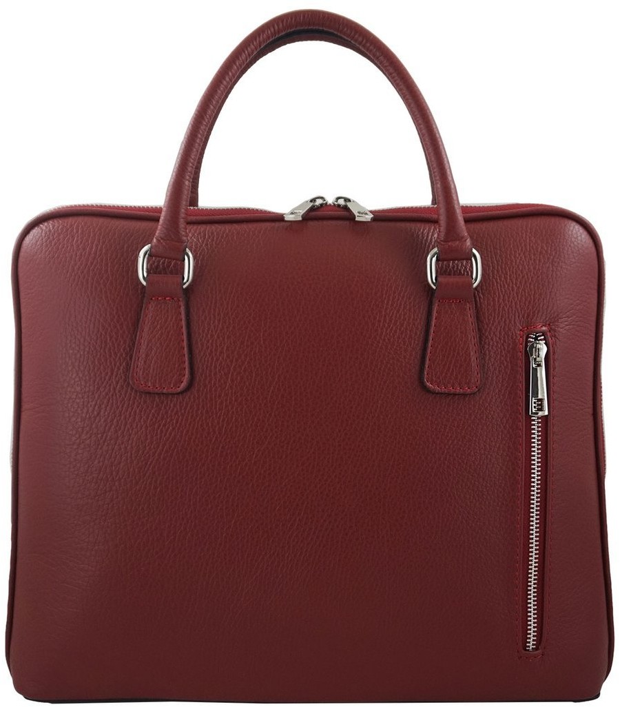 Barberini's Skórzana torba na laptopa Casual - Czerwona 899-13