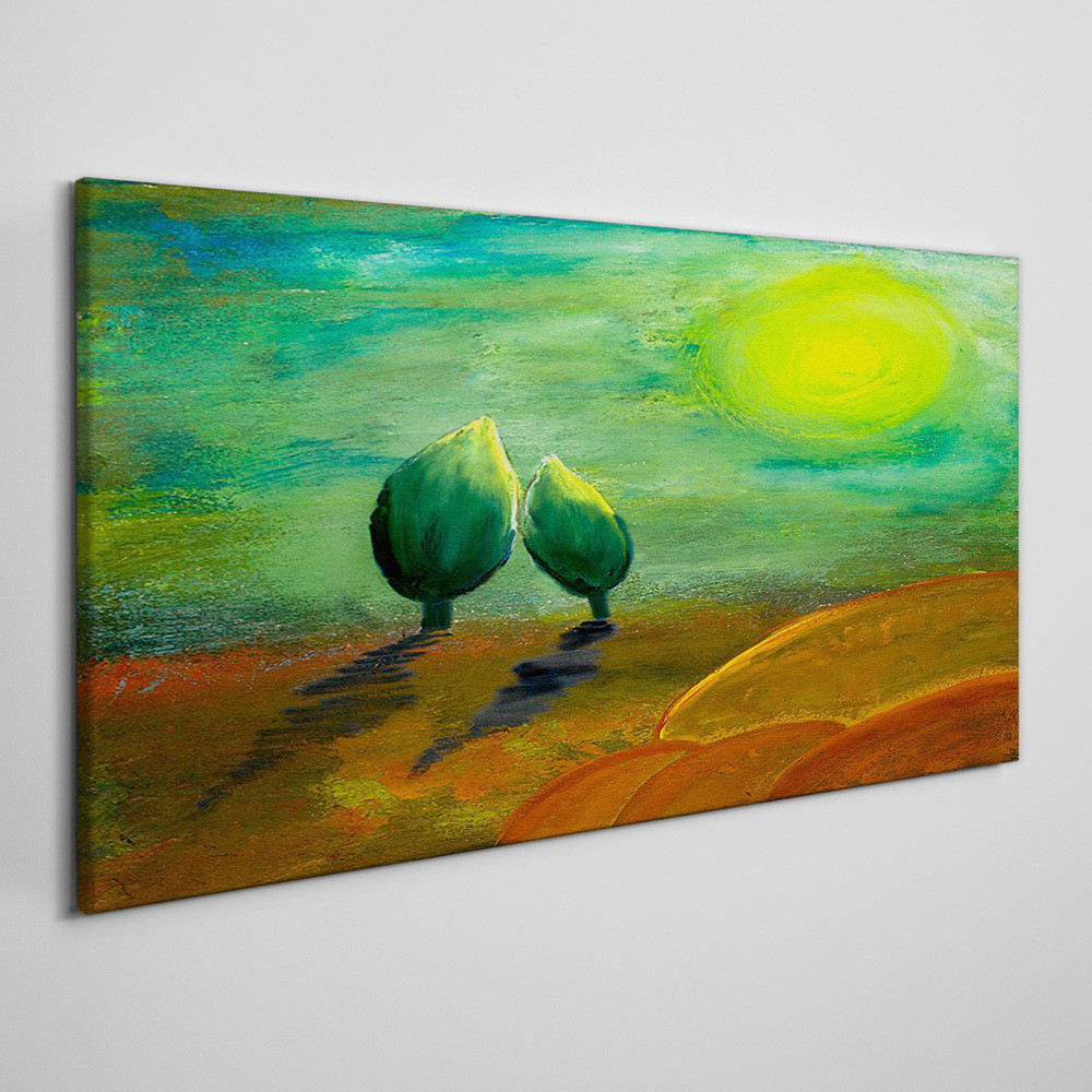 PL Coloray Obraz Canvas Abstrakcja Słońce Drzewa 140x70cm
