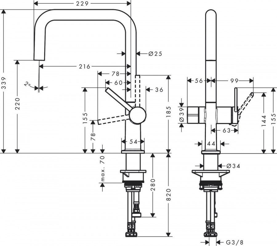 Hansgrohe Talis M54 Bateria kuchenna wysoka stal szlachetna 72807800