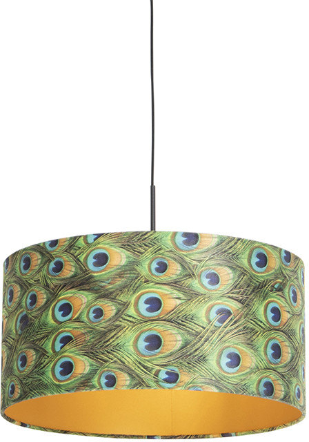 QAZQA Lampa wisząca klosz welurowy paw-złoty 50cm - Combi