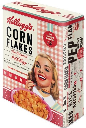 Nostalgic-Art 30324 Kellogg kroki Girl płatki kukurydziane Collage, puszka na zapasy XL 30324