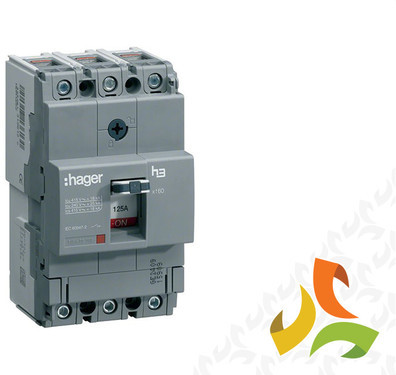 HAGER Wyłącznik mocy x160 3P 25kA, 25A, HAGER HHA025H/HAG