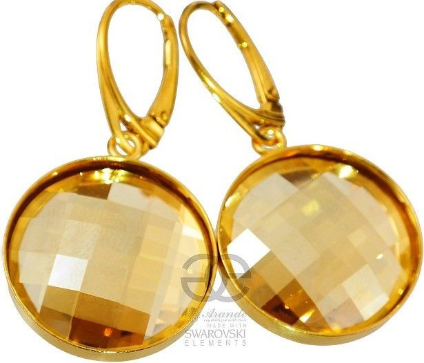 Swarovski piękne kolczyki GOLDEN ZŁOTE SREBRO