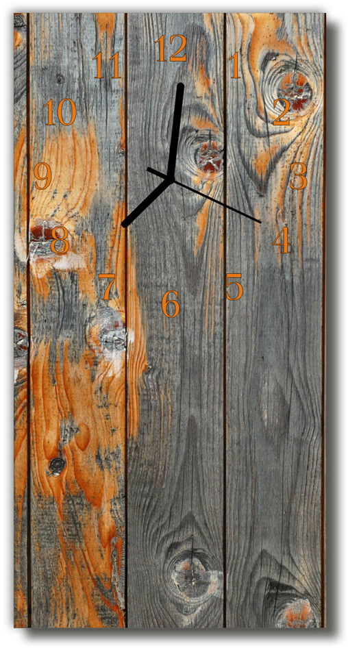 tulup pl Zegar Szklany Pionowy Deska brązowy 30x60cm