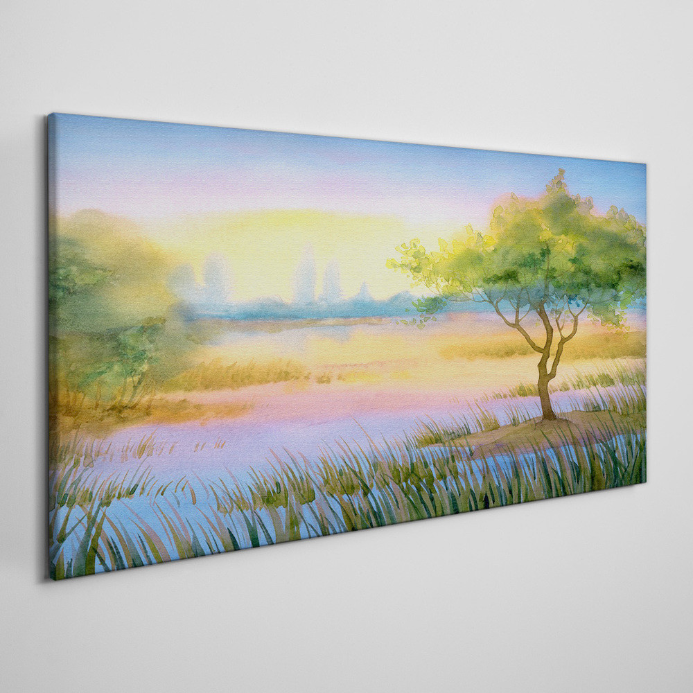 PL Coloray Obraz Canvas Akwarela Natura Drzewo 140x70cm