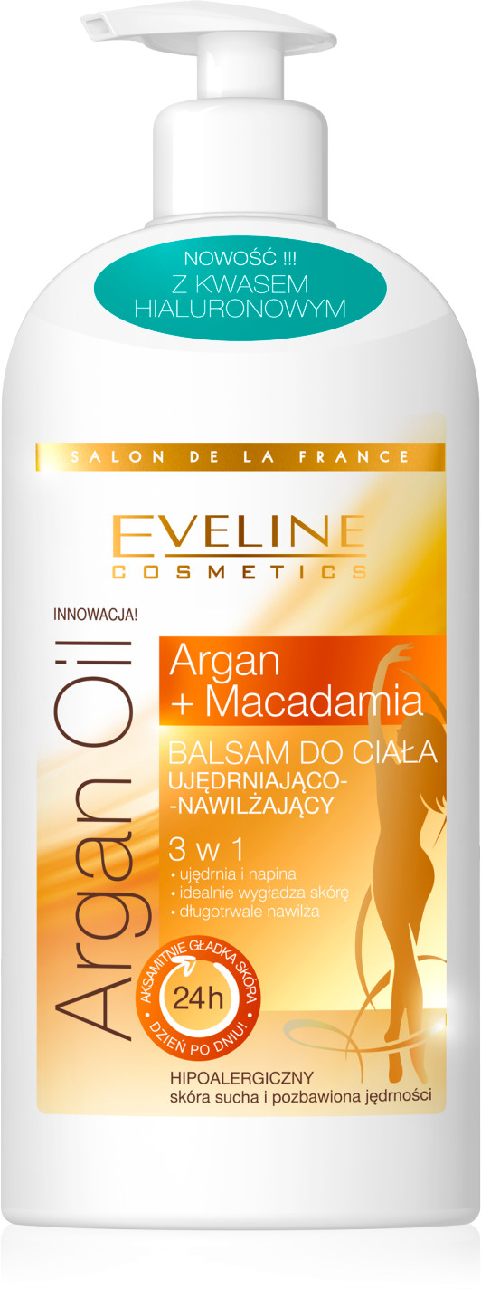 Eveline Cosmetics Argan Oil + Macadamia balsam do ciała ujędrniająco-nawilżający do skóry suchej, 350 ml