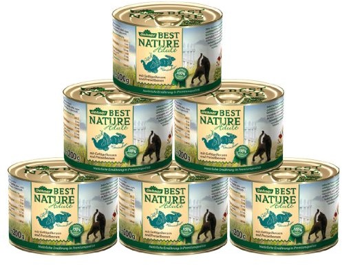 Dehner Best Nature karma dla kota, dla dorosłych, dla drobiu i królików, 6 x 200 g (1,2 kg)