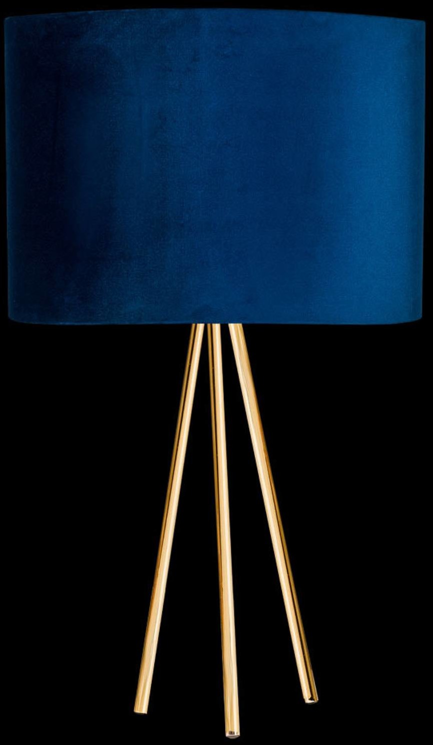 Euluna Lampa stołowa Monaco, trójnóg, niebieski aksamit
