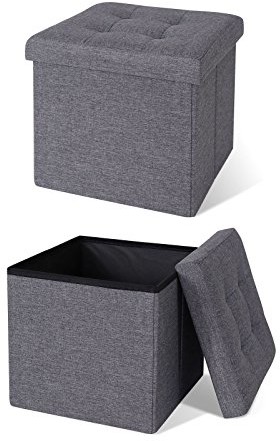 dibea SO004L, taboret do siedzenia len, Cube ławka do siedzenia składana, pudełko do przechowywania 40 lub 80 litrów, różne kolory  szary