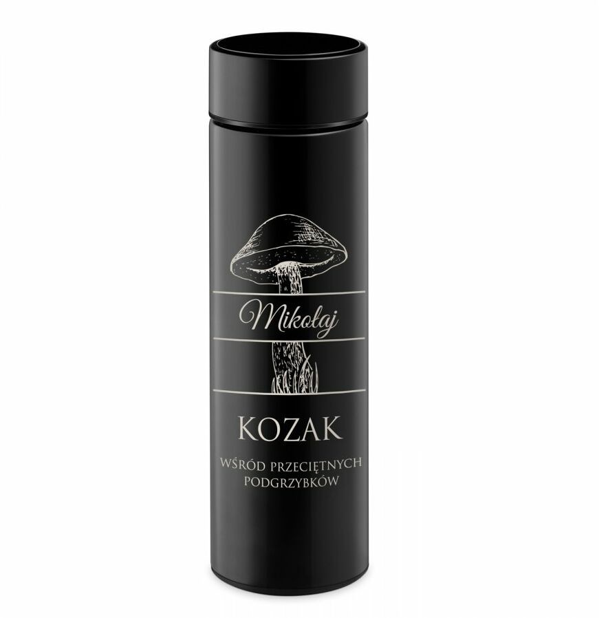 Murrano Kubek termiczny Termos z wyświetlaczem LED z grawerem dla grzybiarza KUB-E-BK-026