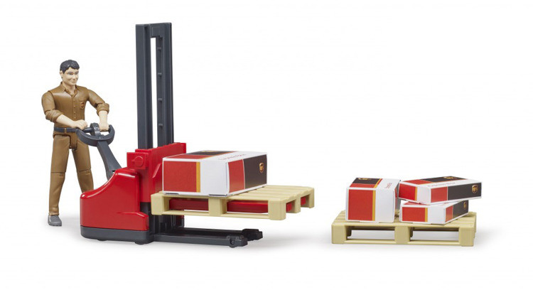 Bruder 62210 Figurka kuriera Ups + akcesoria logistyczne