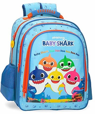Baby Shark Baby Shark Shark Family plecak szkolny z podwójną kieszenią niebieski 28 x 38 x 16 cm mikrofibra 17,02 l