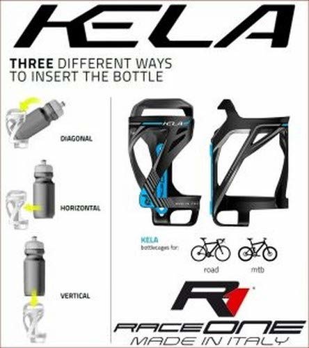 RaceOne IT Mod. Kela uchwyt na butelki po bokach rower Cycling/MTB/Gravel. Kolor: czarny/niebieski 100% Made in Italy 8052747190560