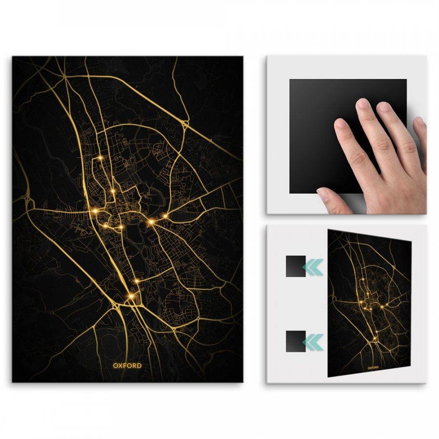 Pix4home Plakat metalowy Mapa City Lights Oxford L POS-L-04114