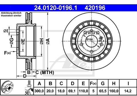 ATE TARCZA HAM 24.0120-0196.1 SAAB 9-5 2.3T, 3.0TID 01-, 3.0 V6T 98-  24.0120-0196.1