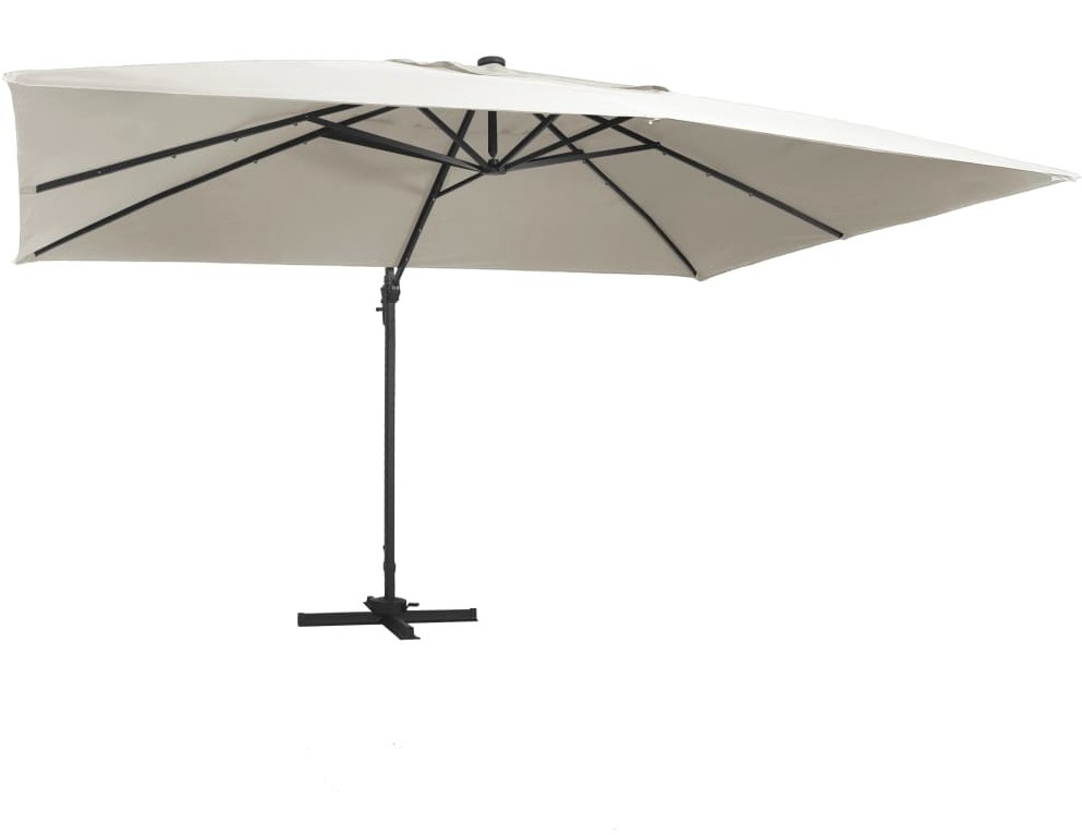 vidaXL Parasol z LED i aluminiowym słupkiem, 400x300 cm, piaskowy vidaXL