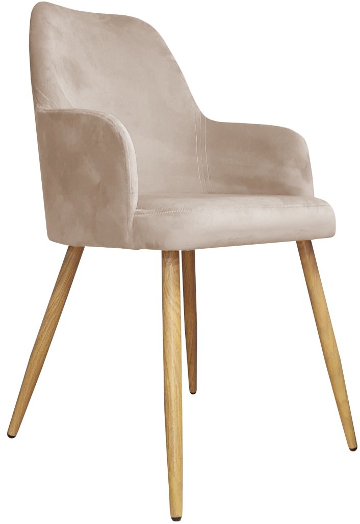 Atos Krzesło WEZERA VELVET beżowe/dąb do salonu WESTA-DAB-MG06