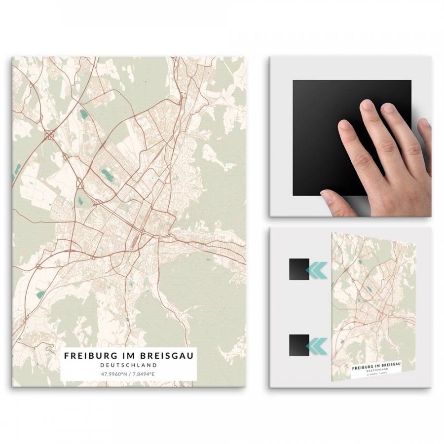 Pix4home Plakat metalowy Mapa Vintage Freiburg im Breisgau M POS-M-03173