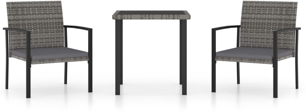 vidaXL 3-częściowy zestaw mebli ogrodowych, polirattan, szary
