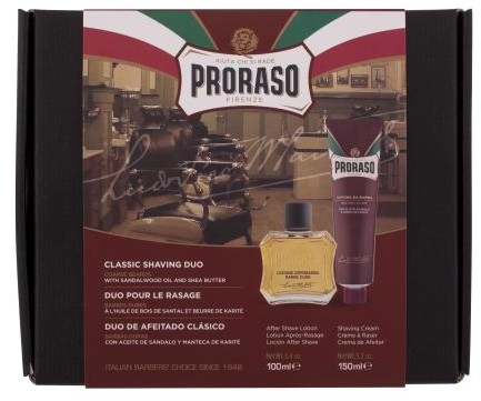 PRORASO Red Classic Shaving Duo zestaw Woda po goleni 100 ml + Krem do golenia 150 ml dla mężczyzn