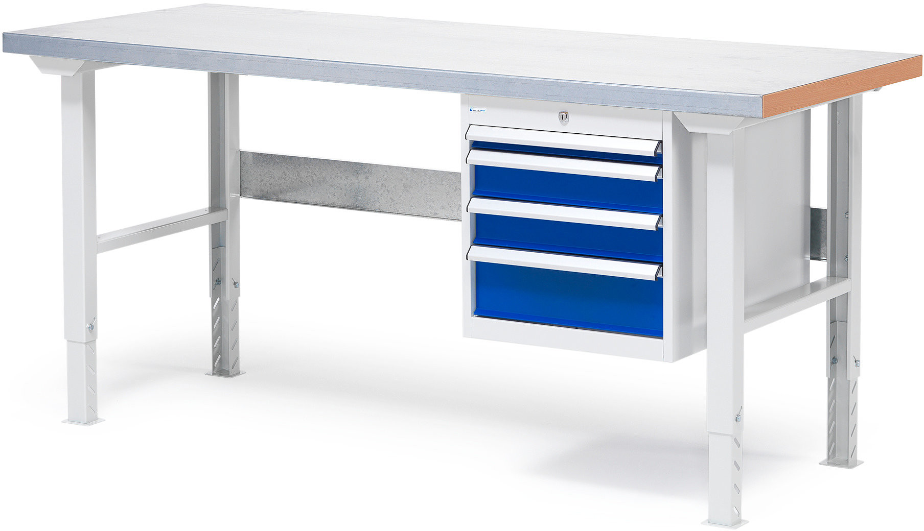 AJ Produkty Stół warsztatowy z blatem o powierzchni stalowej, 800x750x1500mm