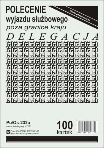 Firma krajewski Polecenie wyjazdu służbowego - DELEGACJA - międzynarodowa [Pu/Os-232a] Pu/Os-232a