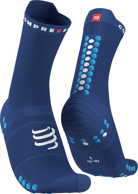 Compressport Pro Racing V4.0 Run High Socks, niebieski T2 | EU 39-41 2022 Skarpety do biegania XU00046B_533_0T2