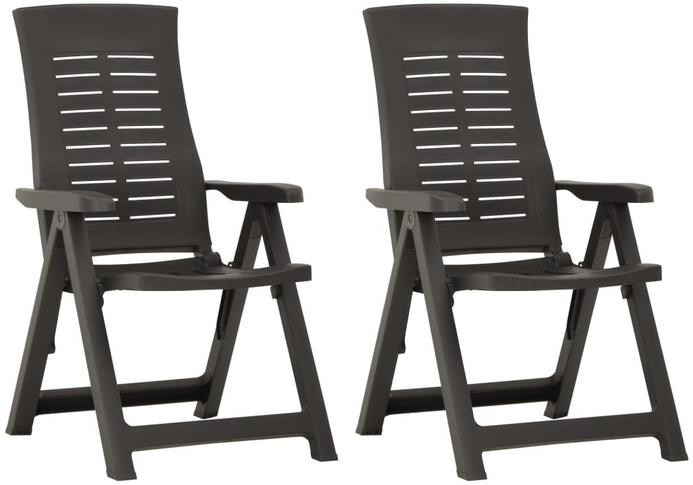 vidaXL Rozkładane krzesła do ogrodu, 2 szt., plastikowe, antracytowe! 315831
