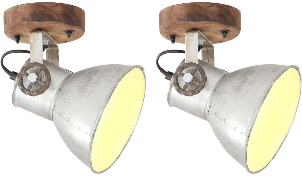VidaXL Industrialne lampy ścienne/sufitowe 2 szt. srebrne 20x25 cm E27 320504  VidaXL
