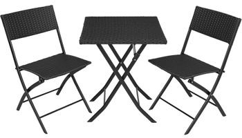 TecTake Meble ogrodowe balkonowe technorattan Trevi czarny 403196