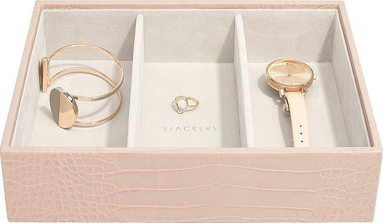 Stackers Pudełko na biżuterię 3 komorowe classic  Croc różowe
