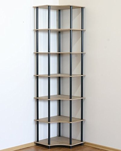 MODO24 Składana, regał 7 półek narożny Regał regał szerokość 56 cm pokoju-biura-książka-piwnicy dedal-7 W DEDAL-7W