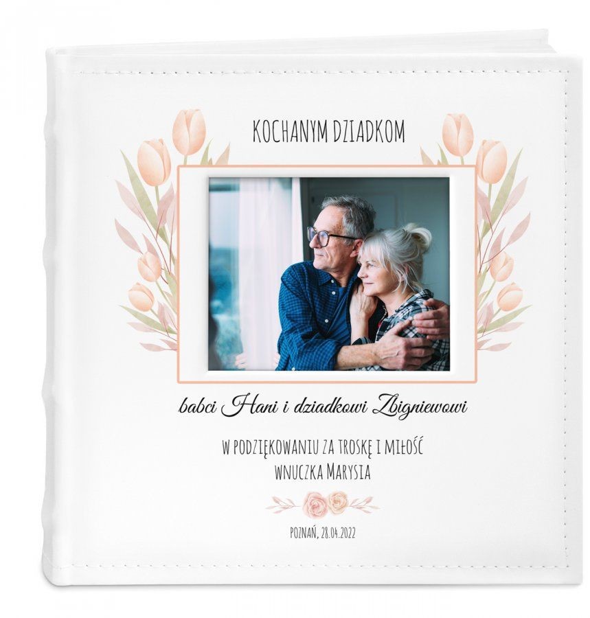Murrano Album mały z oknem nadruk dedykacja dla babci i dziadka podziękowanie ALB-SO-WH-UV-027