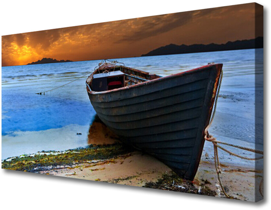 PL Tulup Obraz Canvas Łódź Morze Wybrzeże Plaża 120x60cm
