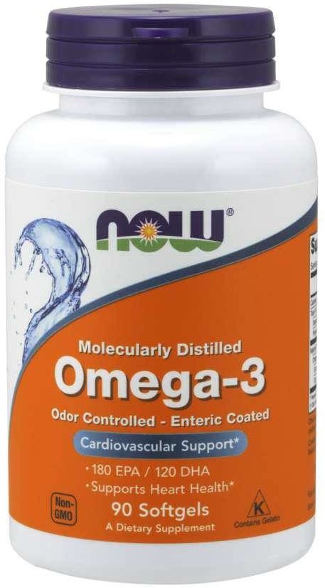 Now Foods Omega 3 - DHA 120 mg + EPA 180 mg (90 kaps.)